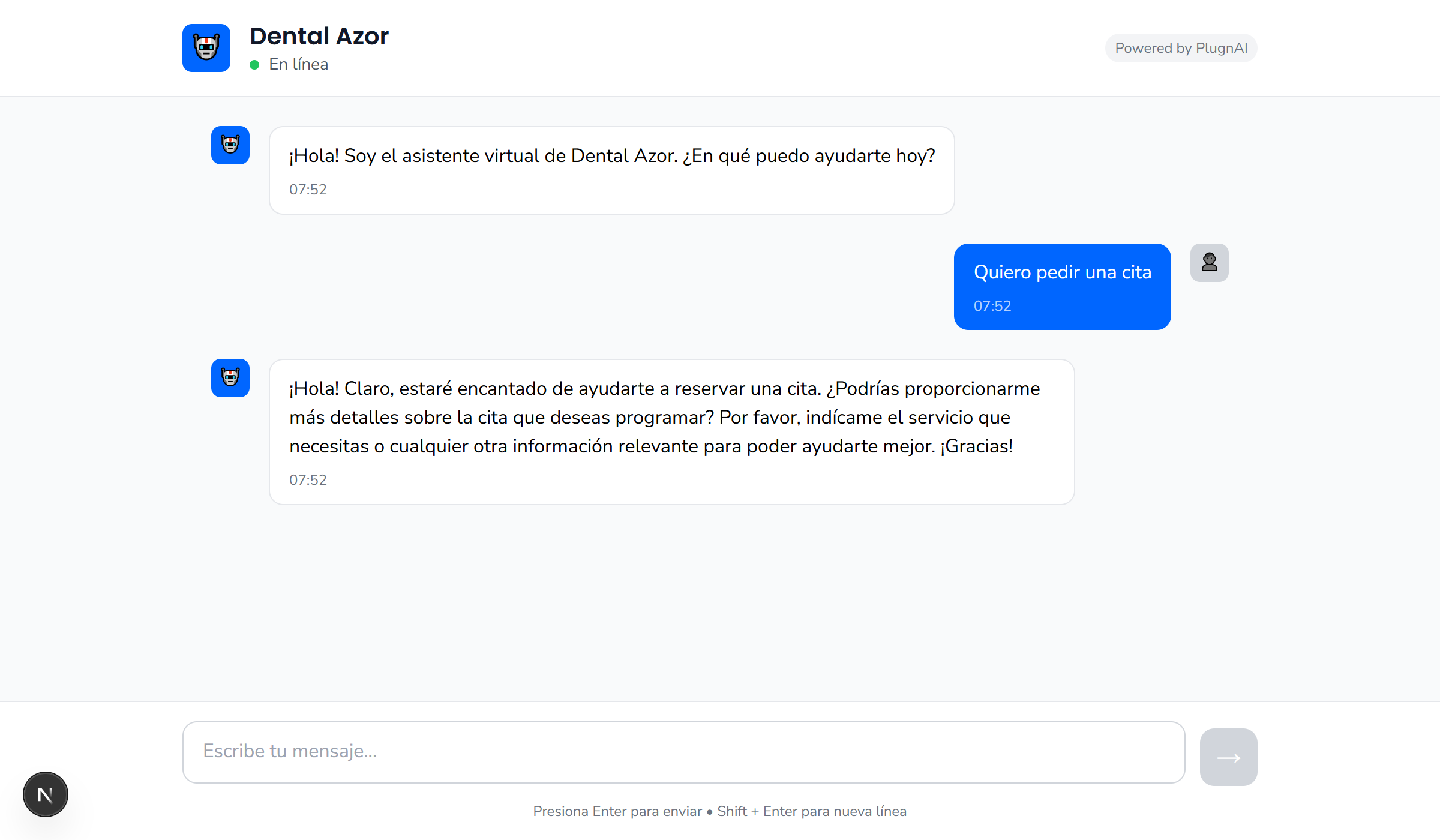 Chat en funcionamiento - IA atendiendo clientes 24/7